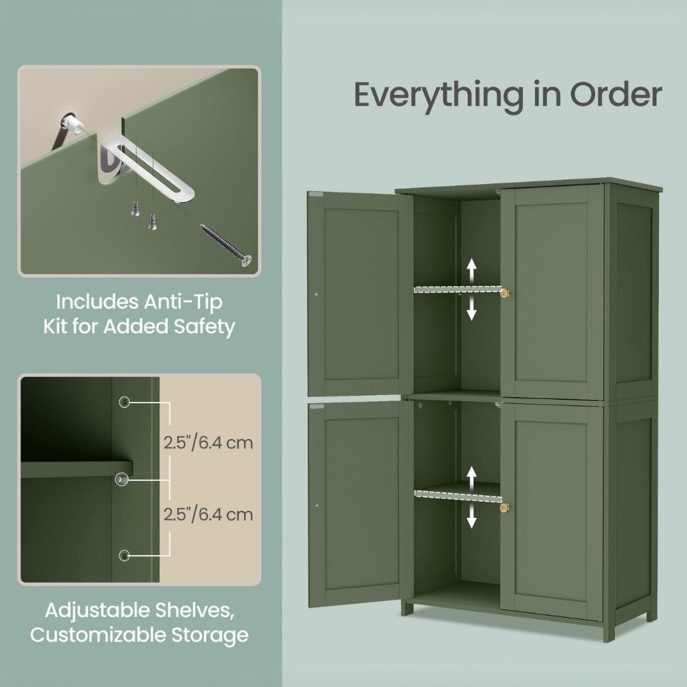 Freestanding Tall Bathroom Storage Cabinet with Adjustable Shelves and Tool-Free Assembly detail image - detail view 5