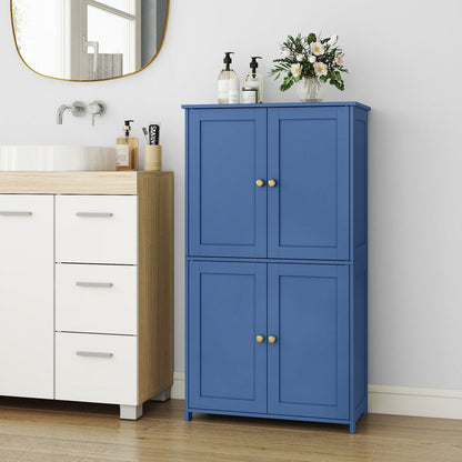 Freestanding Tall Bathroom Storage Cabinet with Adjustable Shelves and Tool-Free Assembly detail image - detail view 6