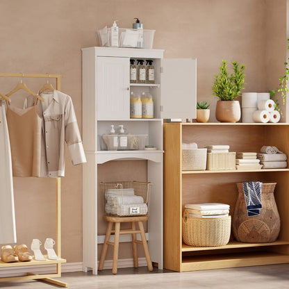 Freestanding Tall Over-the-Toilet Storage Organizer, Bathroom Space Saver for Entryway detail image - detail view 6