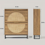 2-Drawers Rustic Oak Rattan
