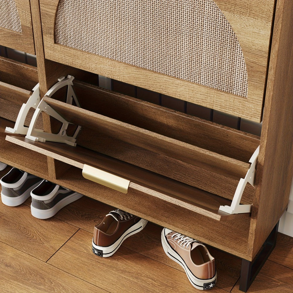 Freestanding Wicker Shoe Cabinet, Space-Saving Shoe Cupboard detail image - detail view 12