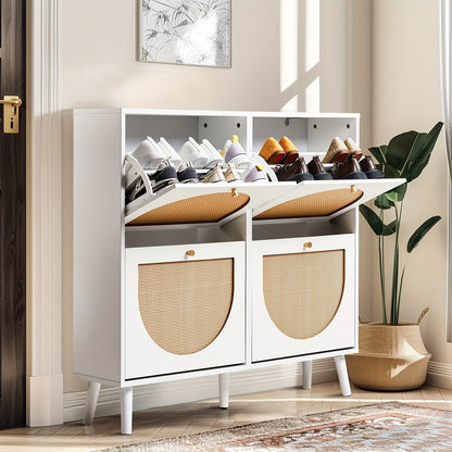 Shoe Storage Cabinet shown in the White 4-Door option