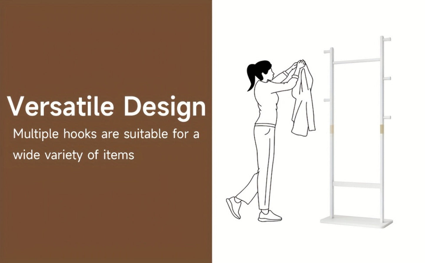 Freestanding Wood Coat Rack, Coat and Hat Organizer for Entryway detail image - detail view 15