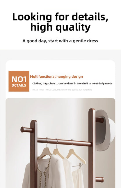 Freestanding Wood Coat Rack, Coat and Hat Organizer for Entryway detail image - detail view 18
