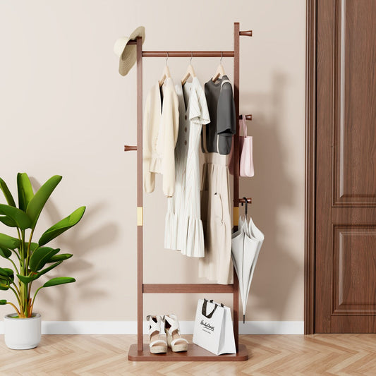 Freestanding Wood Coat Rack, Coat and Hat Organizer for Entryway detail image