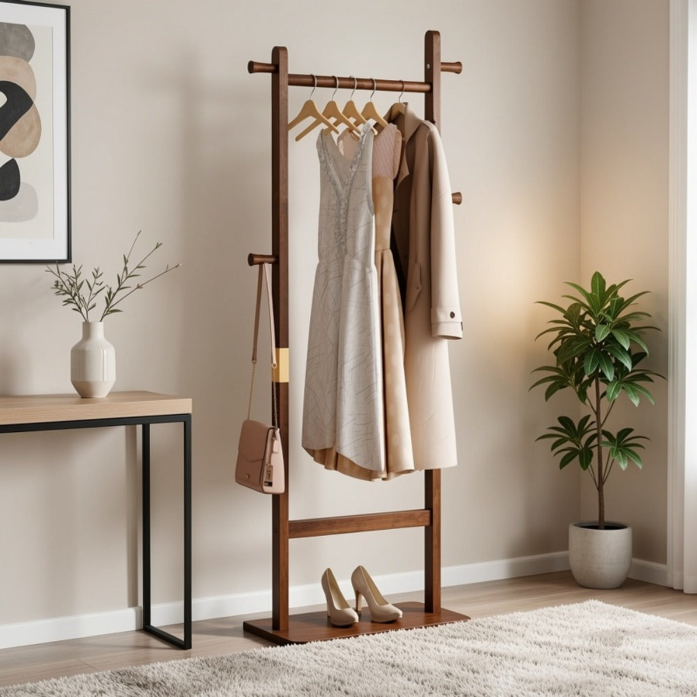 Freestanding Wood Coat Rack, Coat and Hat Organizer for Entryway detail image - detail view 8