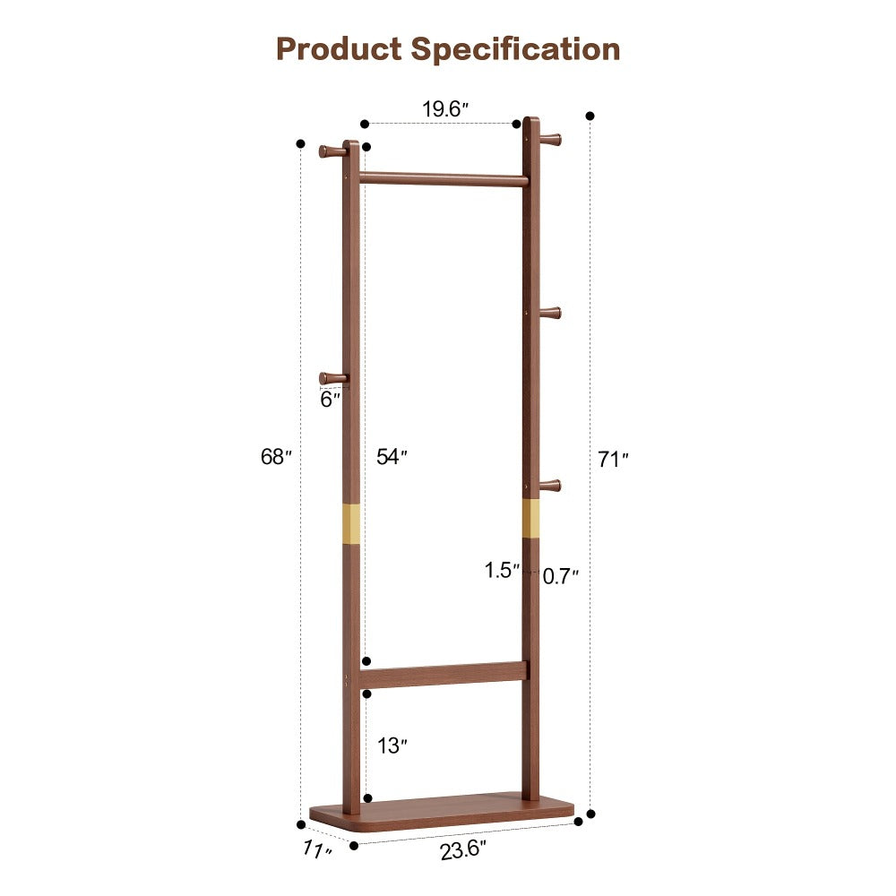 Freestanding Wood Coat Rack, Coat and Hat Organizer for Entryway detail image - detail view 9