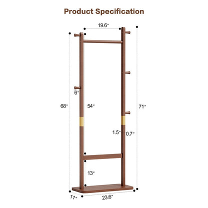 Freestanding Wood Coat Rack, Coat and Hat Organizer for Entryway detail image - detail view 9