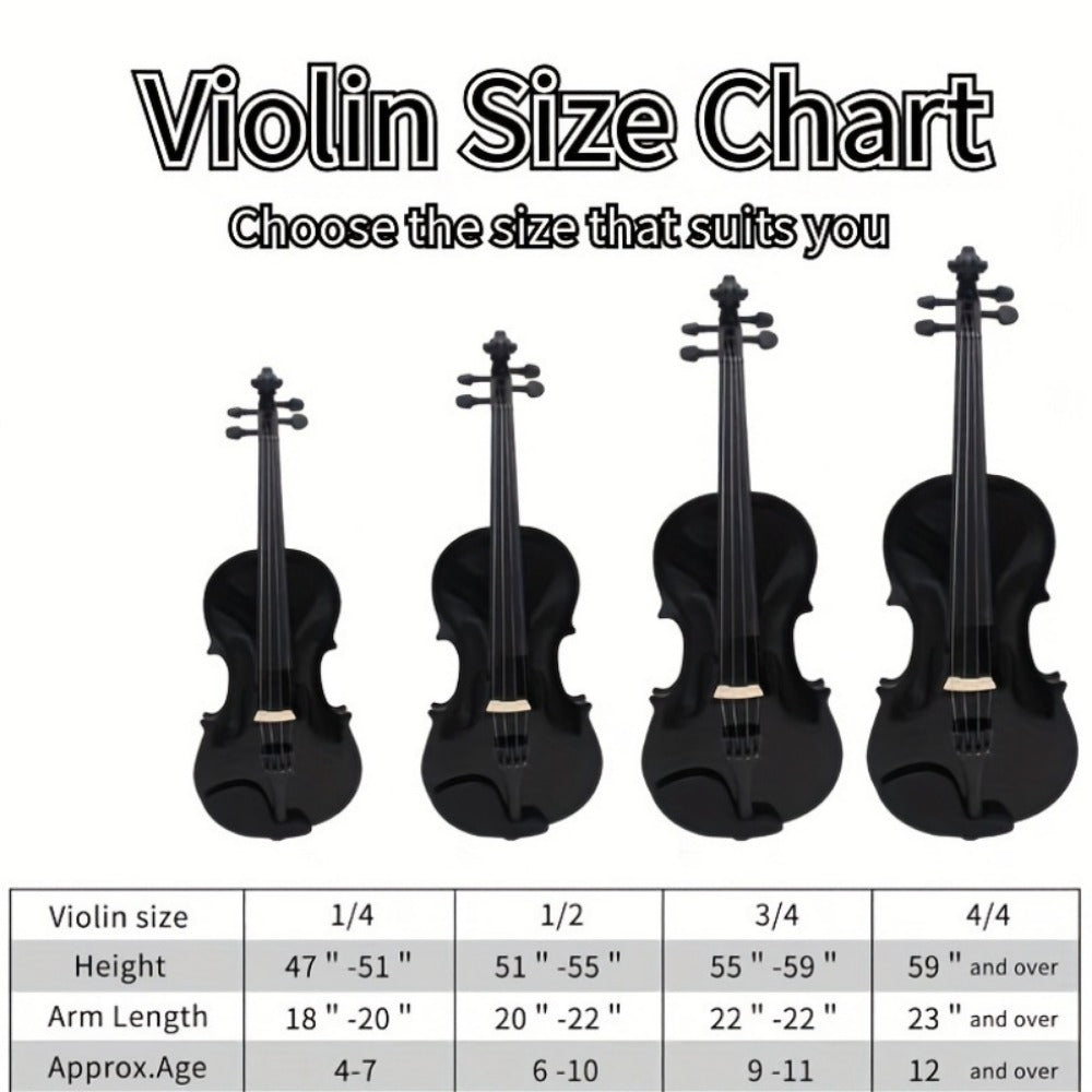 Full Size 4/4 Violin Kit, Black Beginner Violin with Hard Case and Bows detail image - detail view 8