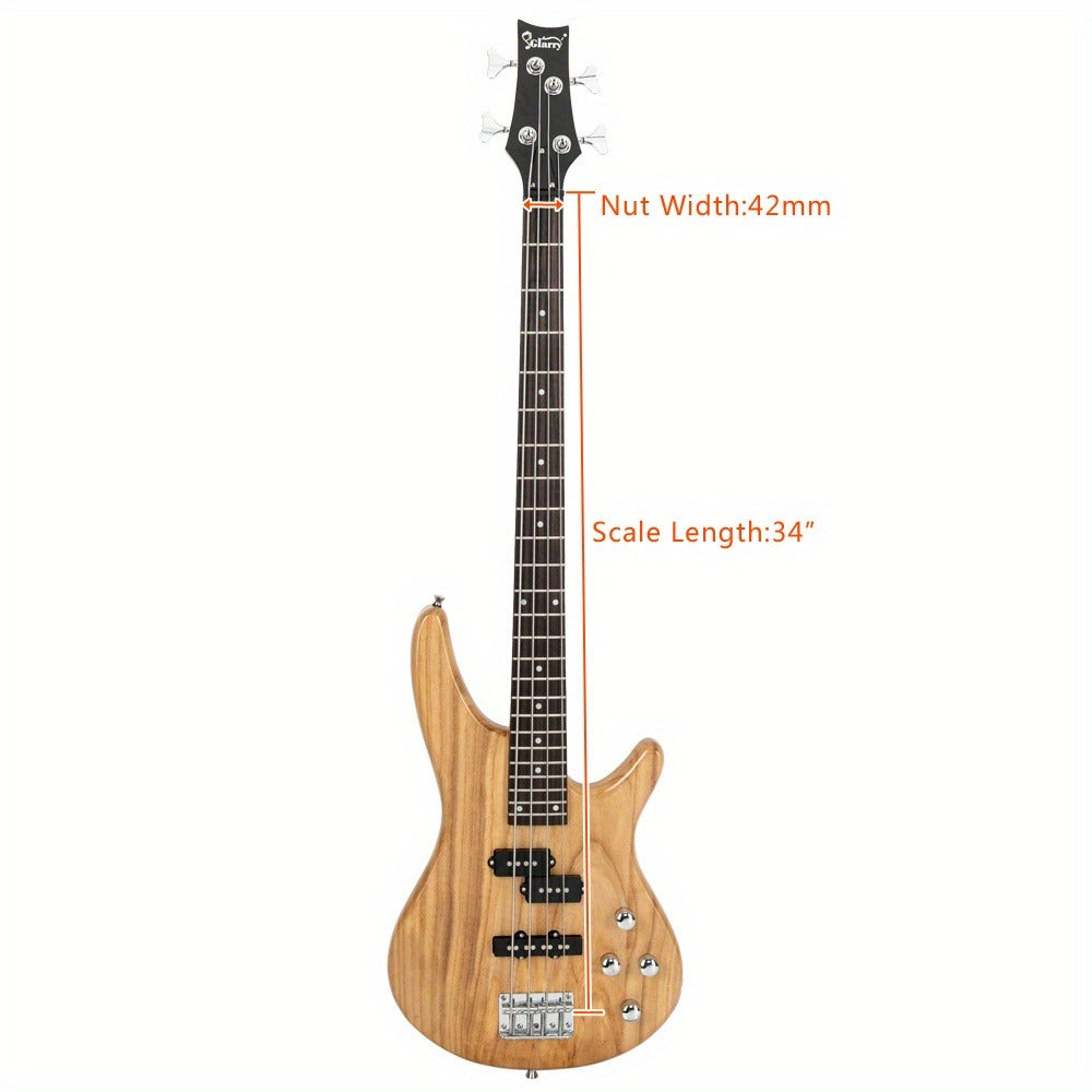 Full Size 4-String Electric Bass Guitar, 34-Inch Scale, Dual Pickups detail image - detail view 11