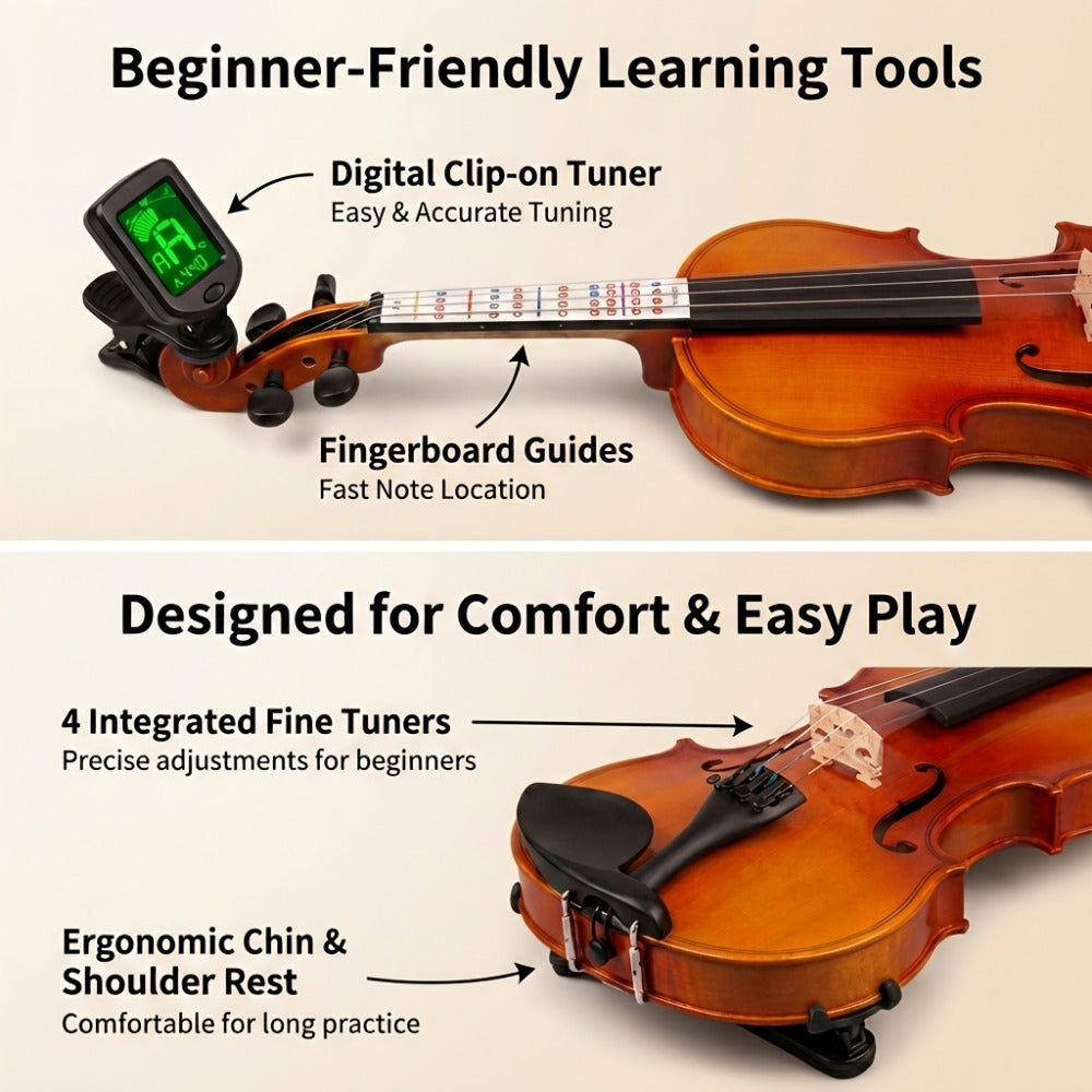 Full Size Violin, Full Size, Kit, Adults, Beginners for Lessons and Practice detail image - detail view 5