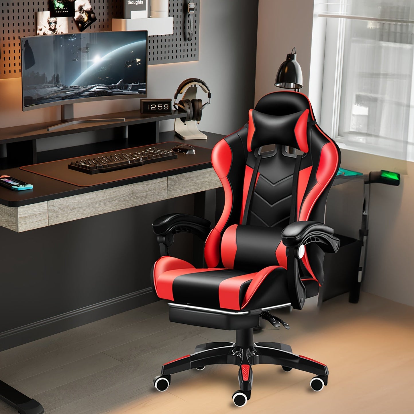 Gaming Chair shown in the Black-Red option
