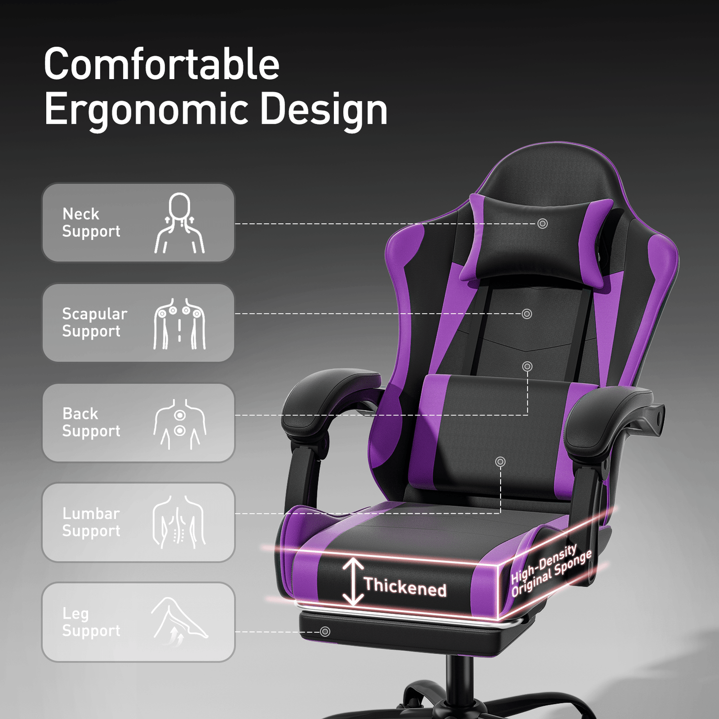 Gaming Chair, High-Back Gaming Seat for Comfortable Everyday Seating detail image - detail view 11