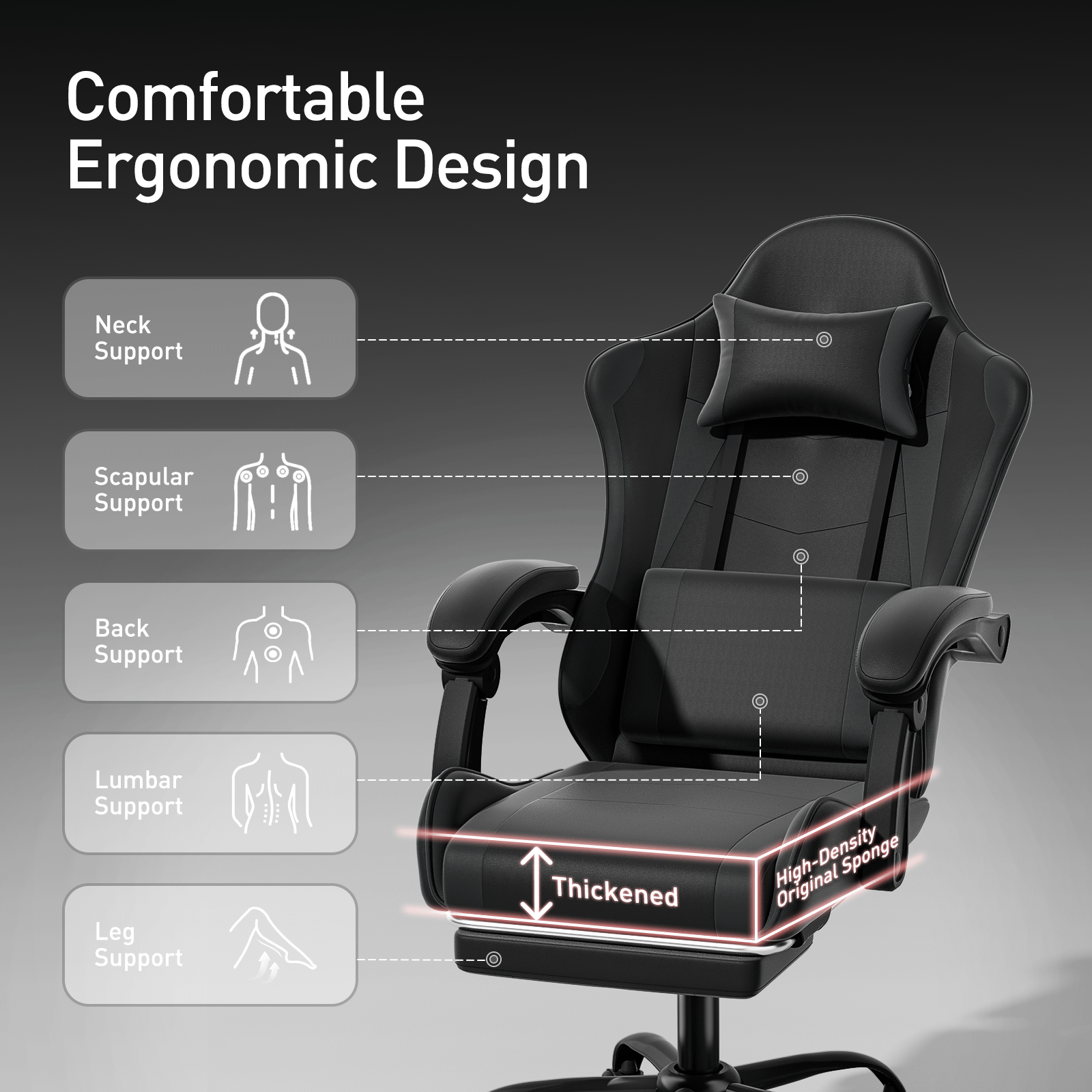 Gaming Chair, High-Back Gaming Seat for Comfortable Everyday Seating detail image - detail view 7