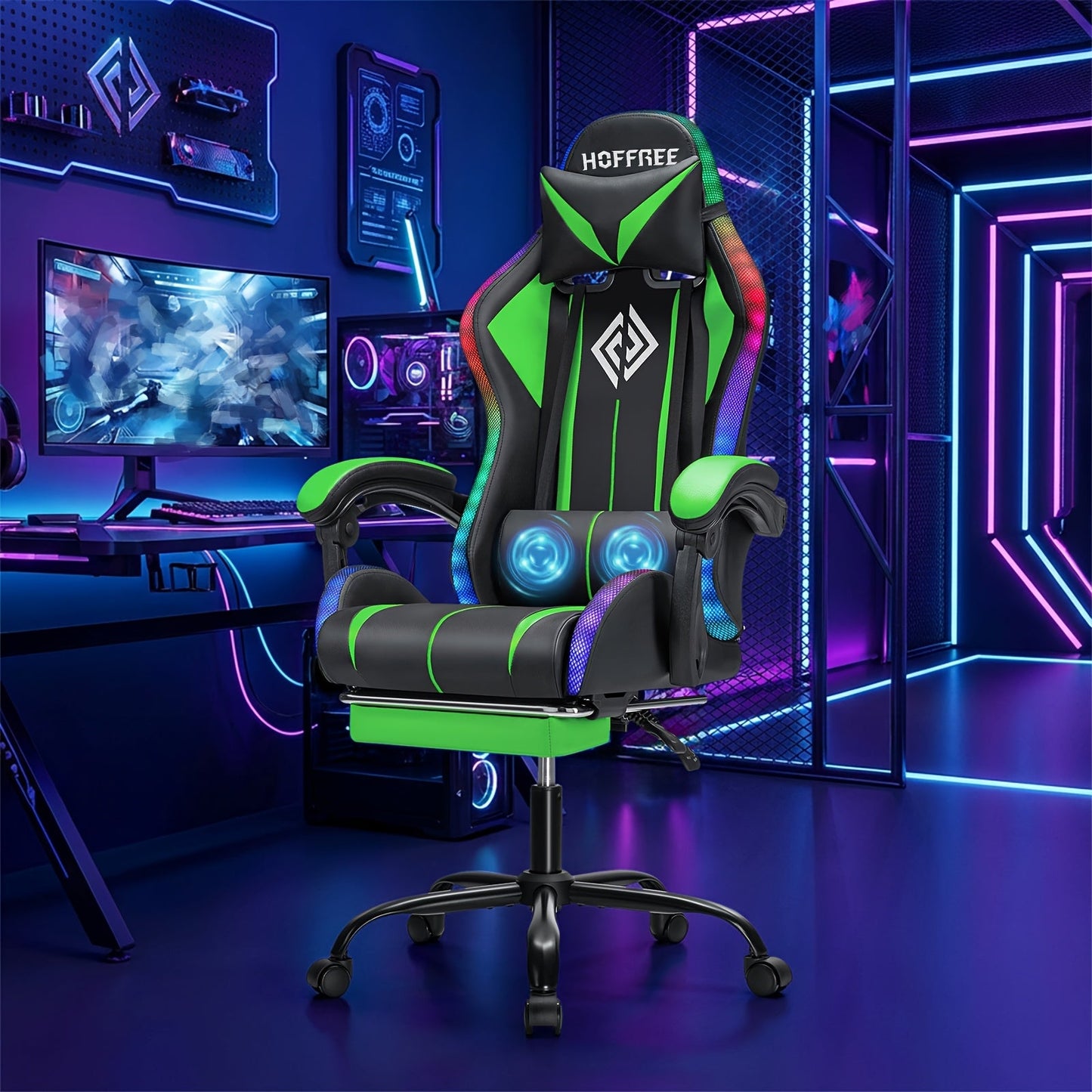 Gaming Chair shown in the Green+Black option