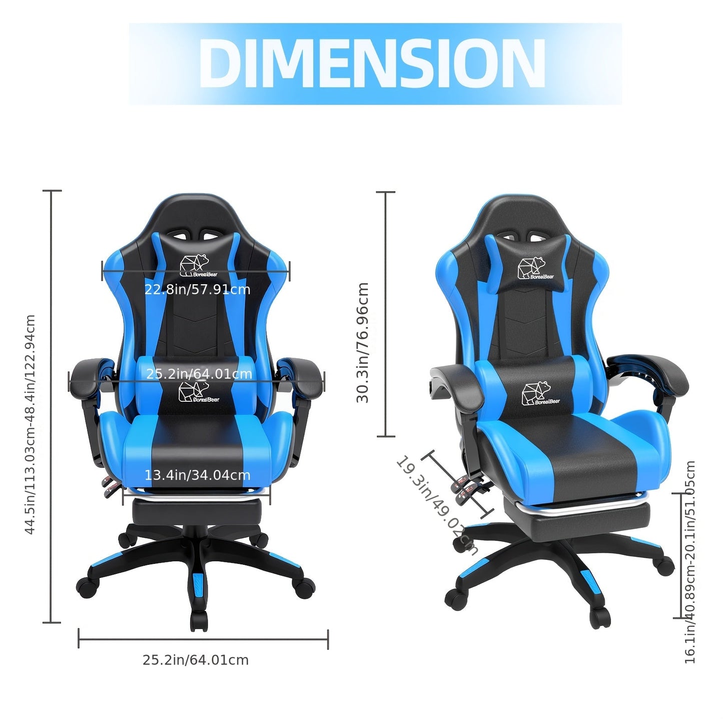 Gaming Chair shown in the Black Blue option