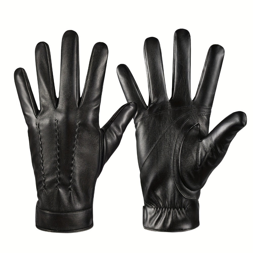 Gloves - Faux Leather Motorcycle Full Finger Warm Riding for Men Women Outdoor - main product view