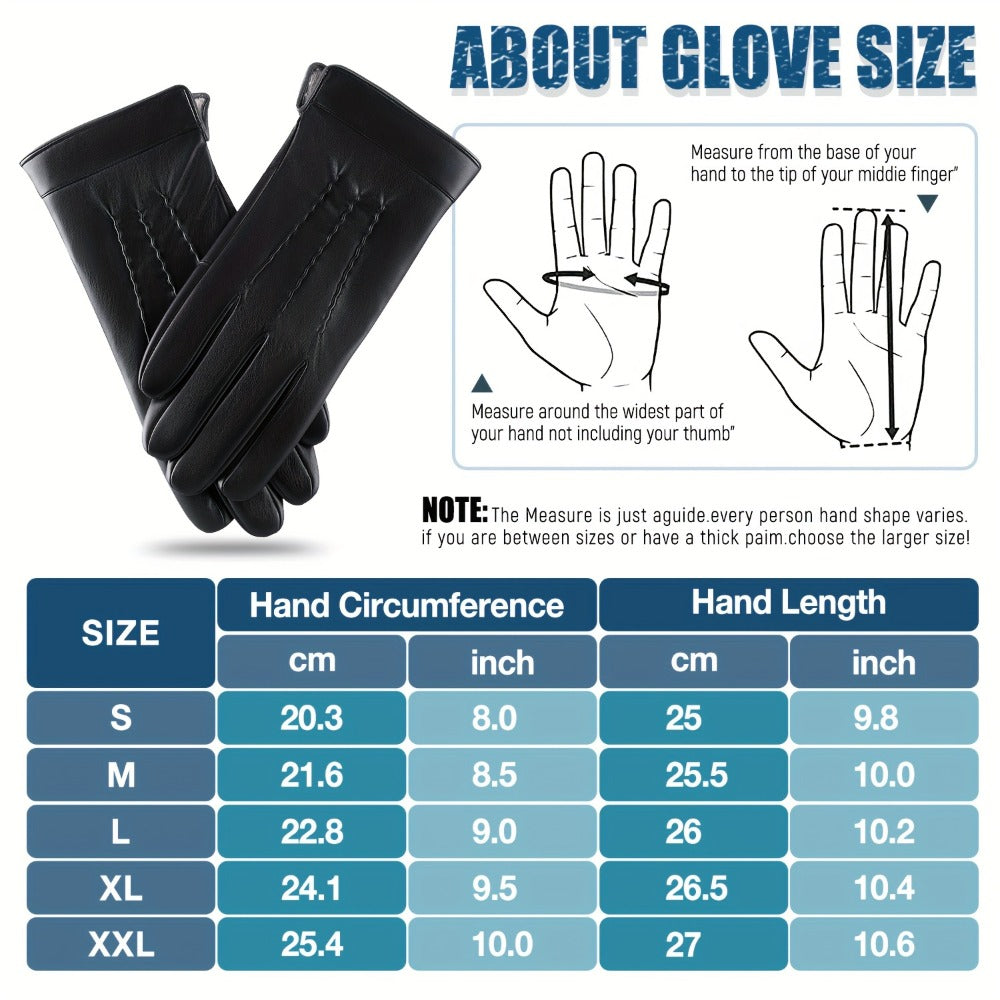 Gloves - Faux Leather Motorcycle Full Finger Warm Riding for Men Women Outdoor - product detail view 2