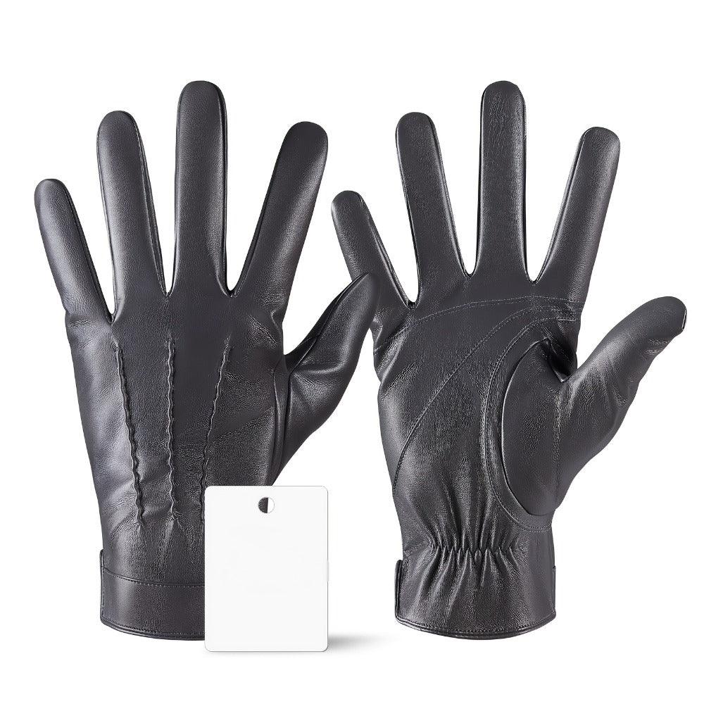 Gloves - Faux Leather Motorcycle Full Finger Warm Riding for Men Women Outdoor - product detail view 5
