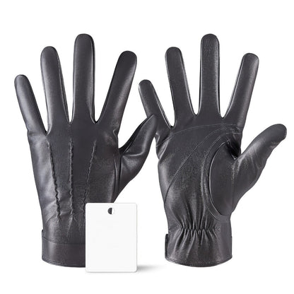 Gloves - Faux Leather Motorcycle Full Finger Warm Riding for Men Women Outdoor - product detail view 5