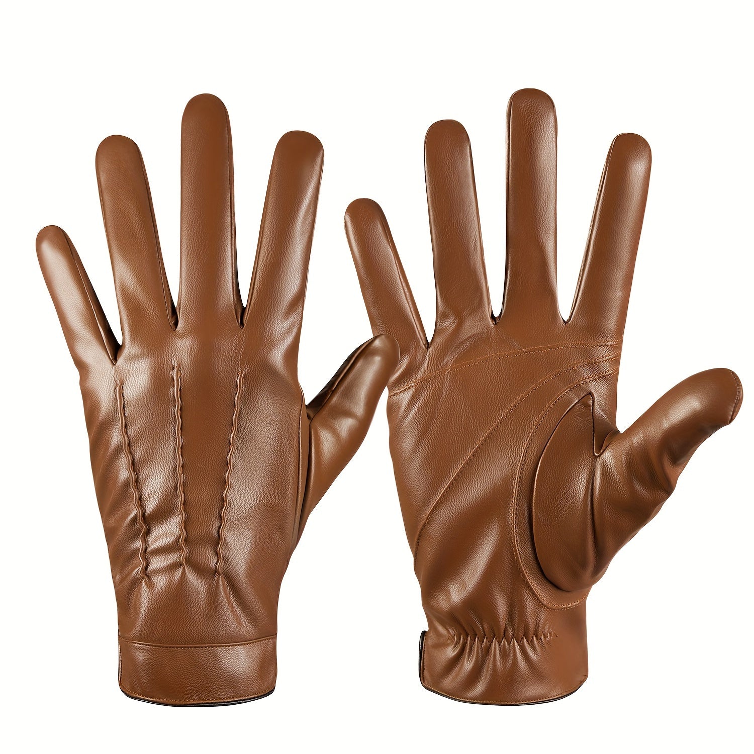 Gloves - Faux Leather Motorcycle Full Finger Warm Riding for Men Women Outdoor - product detail view 11