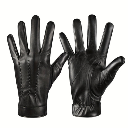Gloves - Faux Leather Motorcycle Full Finger Warm Riding for Men Women Outdoor - product detail view 12