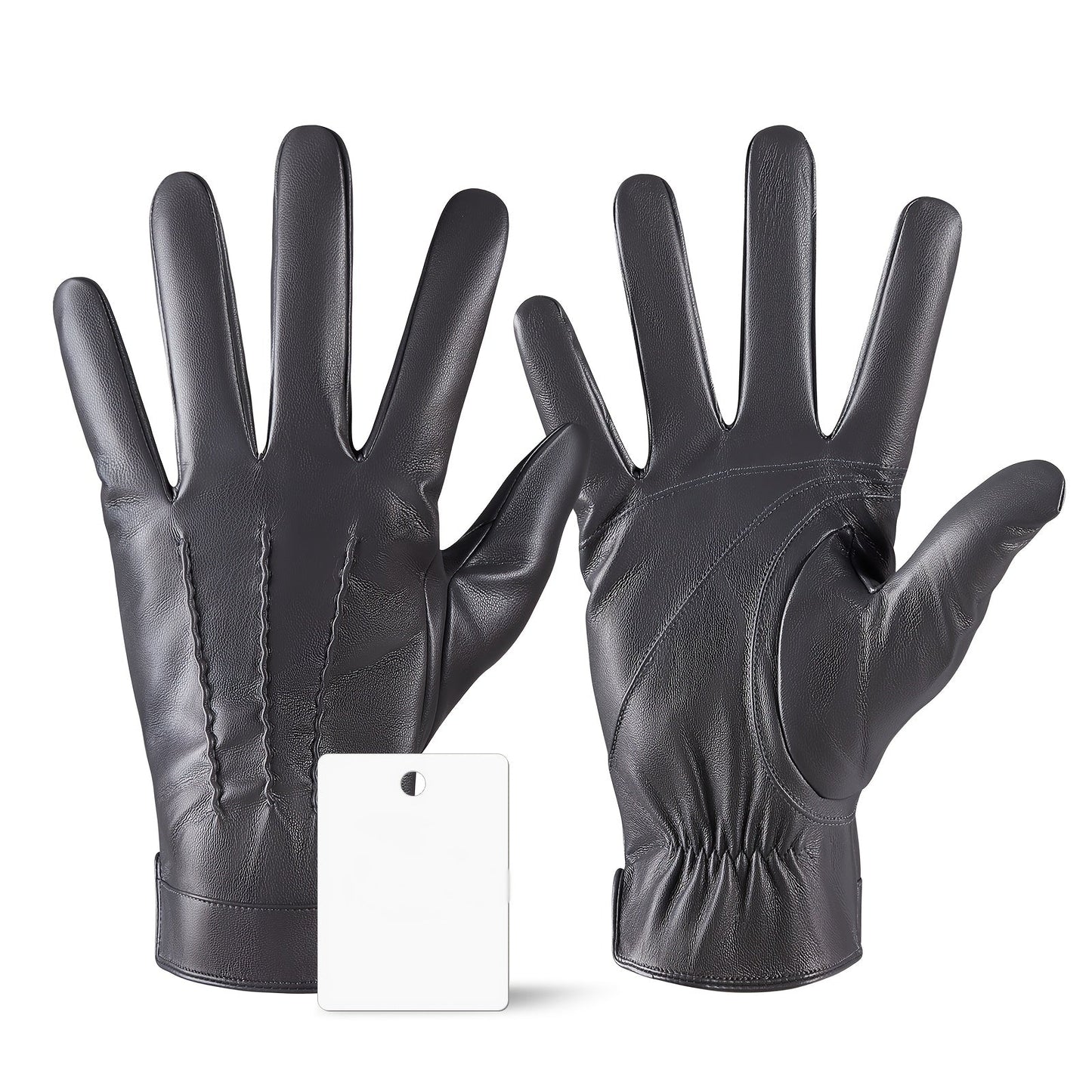 Gloves - Faux Leather Motorcycle Full Finger Warm Riding for Men Women Outdoor - product detail view 14