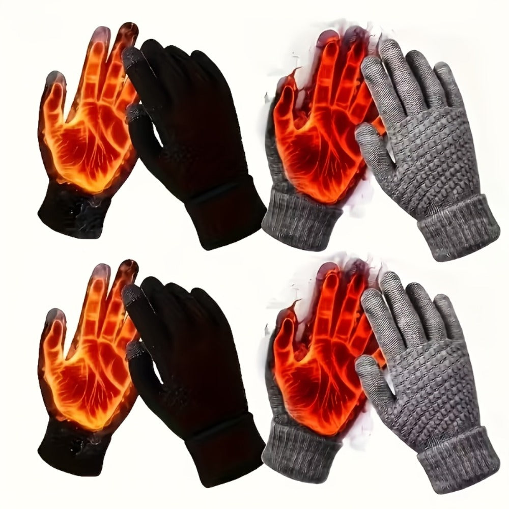 Gloves - Touchscreen Winter 4 Pack Thick Plush Lined Warm Driving Cycling for Men - product detail view 5