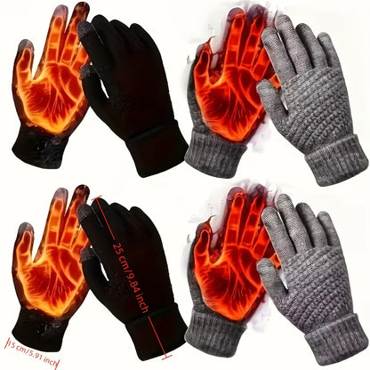 Gloves - Touchscreen Winter 4 Pack Thick Plush Lined Warm Driving Cycling for Men - product detail view 9