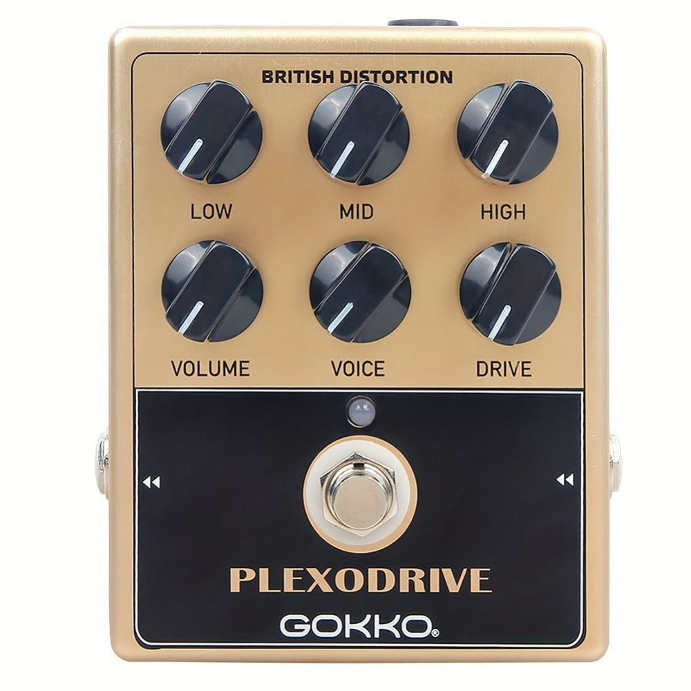 GOKKO Plexodrive British Distortion Pedal with 6-Band Tone Controls shown in the main product view