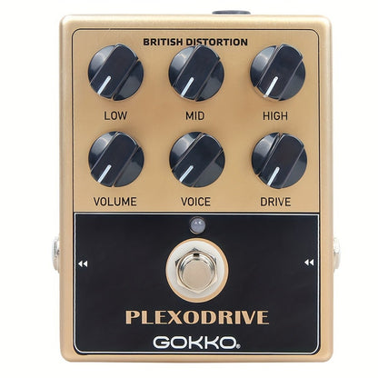 GOKKO Plexodrive British Distortion Pedal with 6-Band Tone Controls shown in the main product view