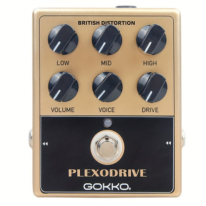 GOKKO Plexodrive British Distortion Pedal with 6-Band Tone Controls shown in the PlexiBox option