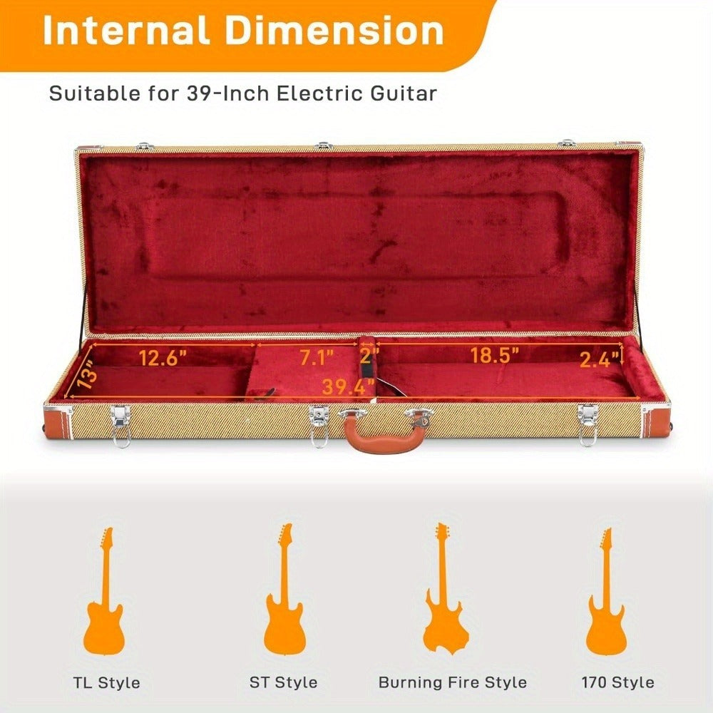 Guitar Case, Portable, Yellow, Square, PVC for Storage and Travel detail image - detail view 4