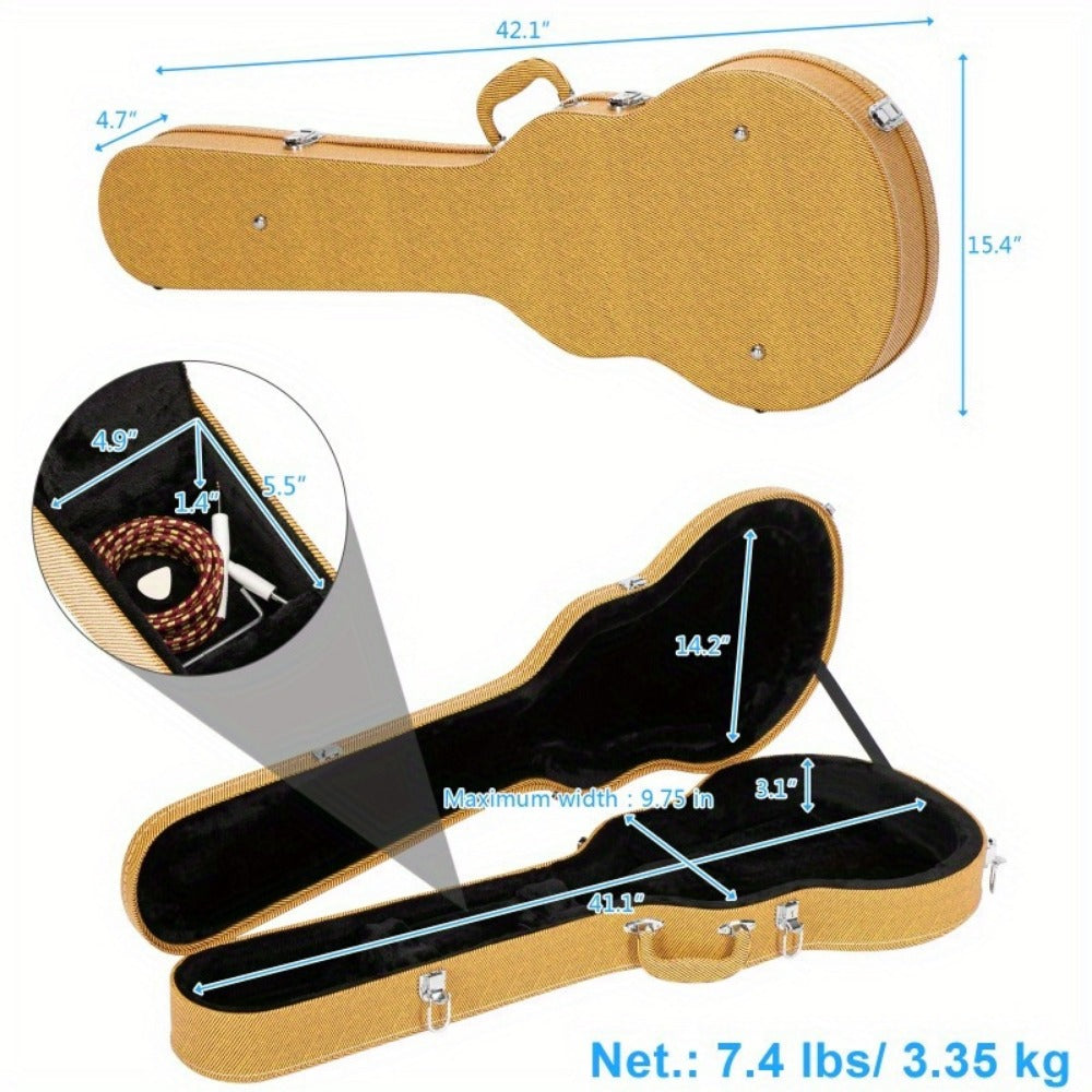 Guitar Case, Yellow, Hard, Shell for Storage and Travel for Home Practice, Rehearsal detail image - detail view 9