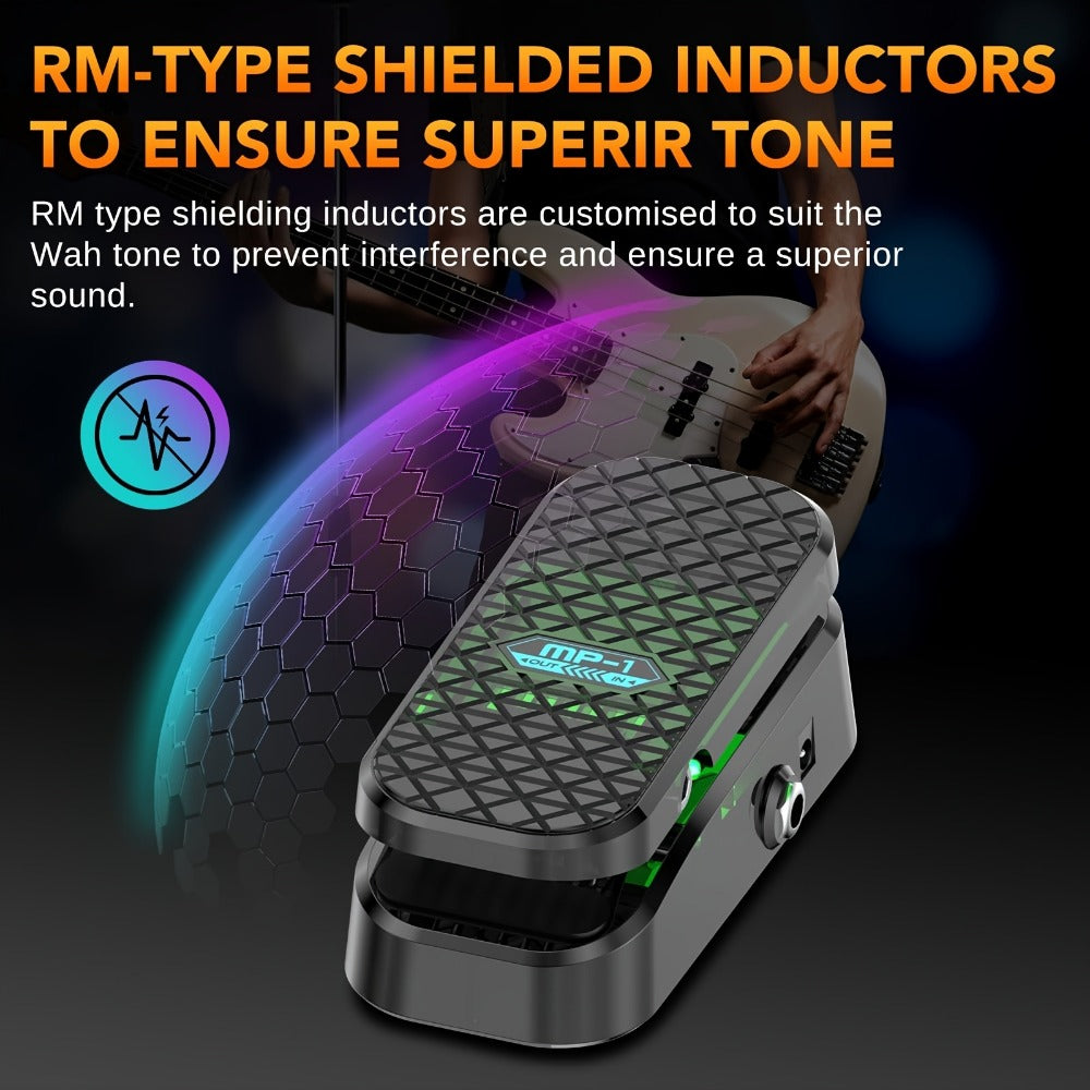 Guitar Effects Pedal, Analog, Wah, Volume for Electric Guitar Or Bass Tone Shaping detail image - detail view 3