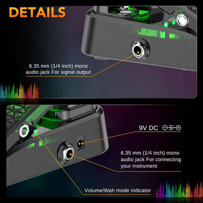 Guitar Effects Pedal, Analog, Wah, Volume for Electric Guitar Or Bass Tone Shaping detail image - detail view 7