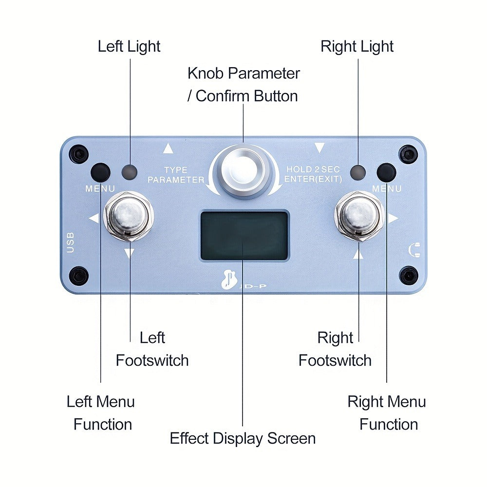 Guitar Effects Pedal, Rechargeable, Compact for Electric Guitar Or Bass Tone Shaping detail image - detail view 11