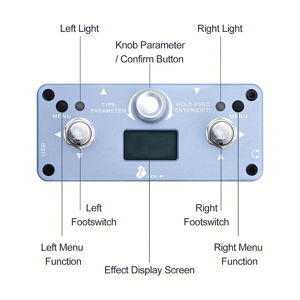 Guitar Effects Pedal, Rechargeable, Compact for Electric Guitar Or Bass Tone Shaping detail image - detail view 4