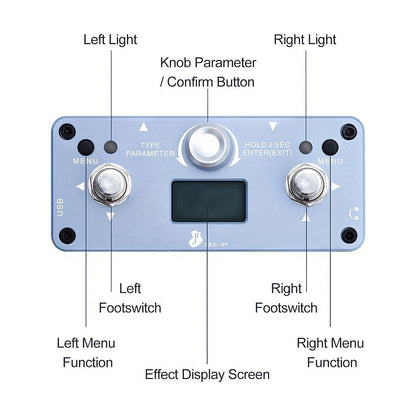 Guitar Effects Pedal, Rechargeable, Compact for Electric Guitar Or Bass Tone Shaping detail image - detail view 4