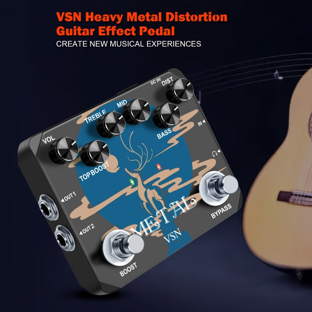 Guitar Effects Pedal, True Bypass, Heavy, Metal for Electric Guitar Or Bass Tone Shaping detail image - detail view 4