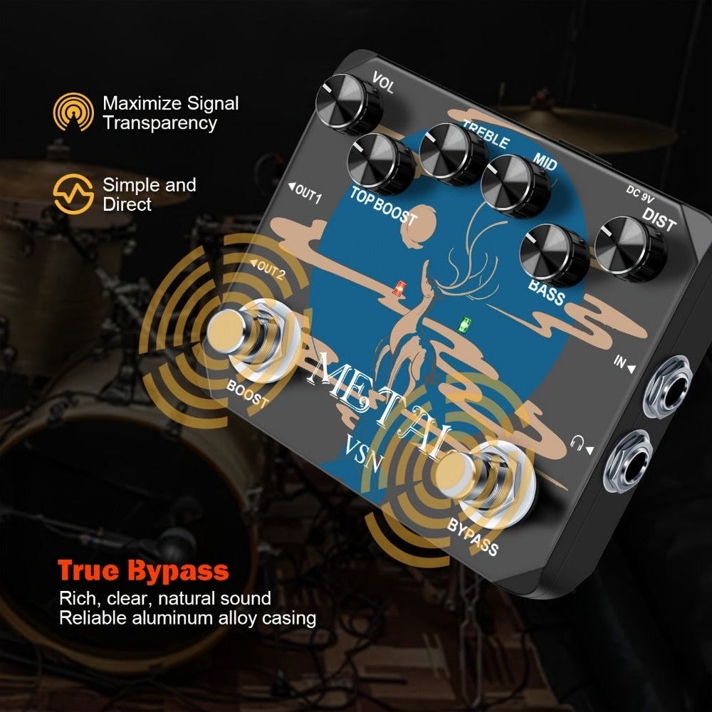 Guitar Effects Pedal, True Bypass, Heavy, Metal for Electric Guitar Or Bass Tone Shaping detail image - detail view 5