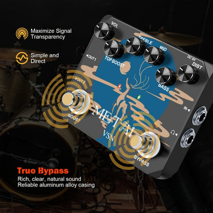 Guitar Effects Pedal, True Bypass, Heavy, Metal for Electric Guitar Or Bass Tone Shaping detail image - detail view 5