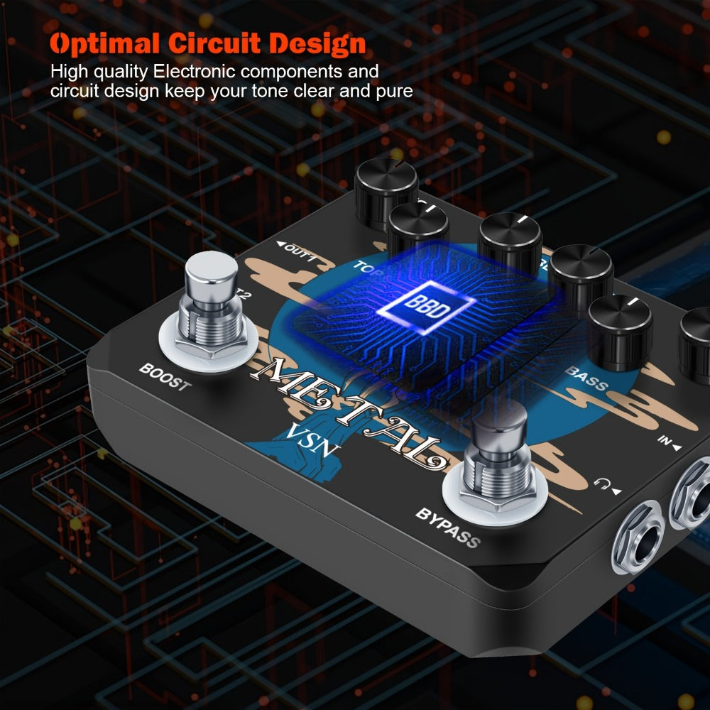Guitar Effects Pedal, True Bypass, Heavy, Metal for Electric Guitar Or Bass Tone Shaping detail image - detail view 7