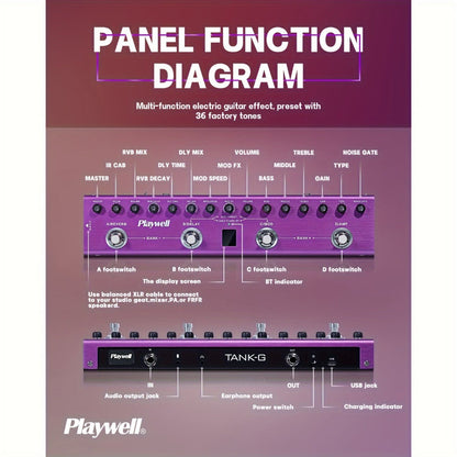Guitar Effects Pedal, Wireless, Playwell, Multi for Electric Guitar Or Bass Tone Shaping detail image - detail view 3