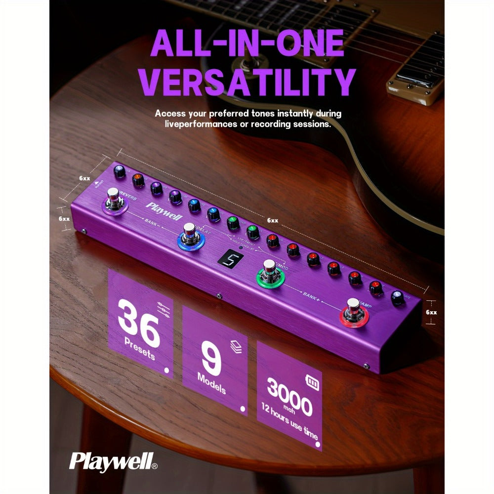 Guitar Effects Pedal, Wireless, Playwell, Multi for Electric Guitar Or Bass Tone Shaping detail image - detail view 5