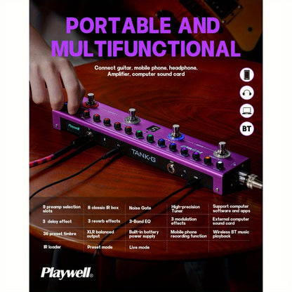 Guitar Effects Pedal, Wireless, Playwell, Multi for Electric Guitar Or Bass Tone Shaping detail image - detail view 6