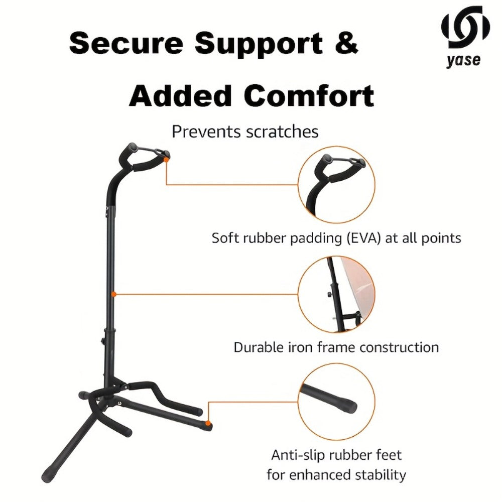 Guitar Stand, 2pcs Iron Guitar, Foldable, Portable, Folding, Single for Holding detail image - detail view 4