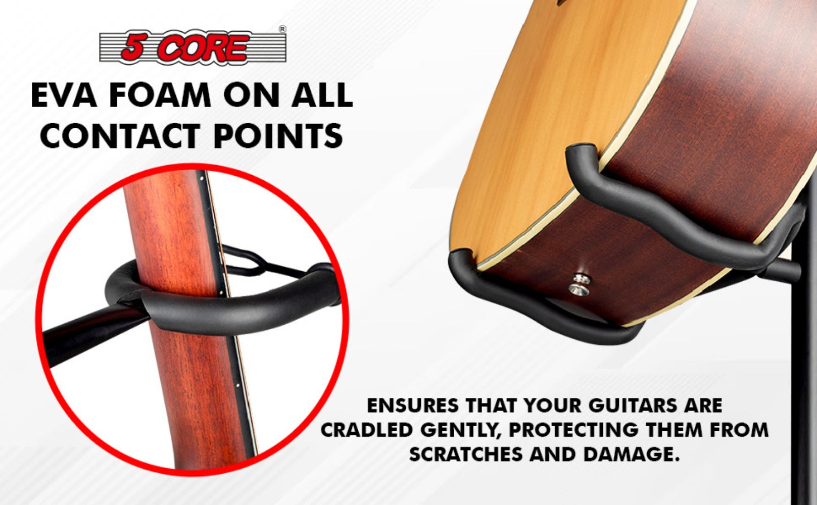 Guitar Stand, Foldable, Adjustable, Core, Triple for Holding And Displaying Guitars detail image - detail view 11