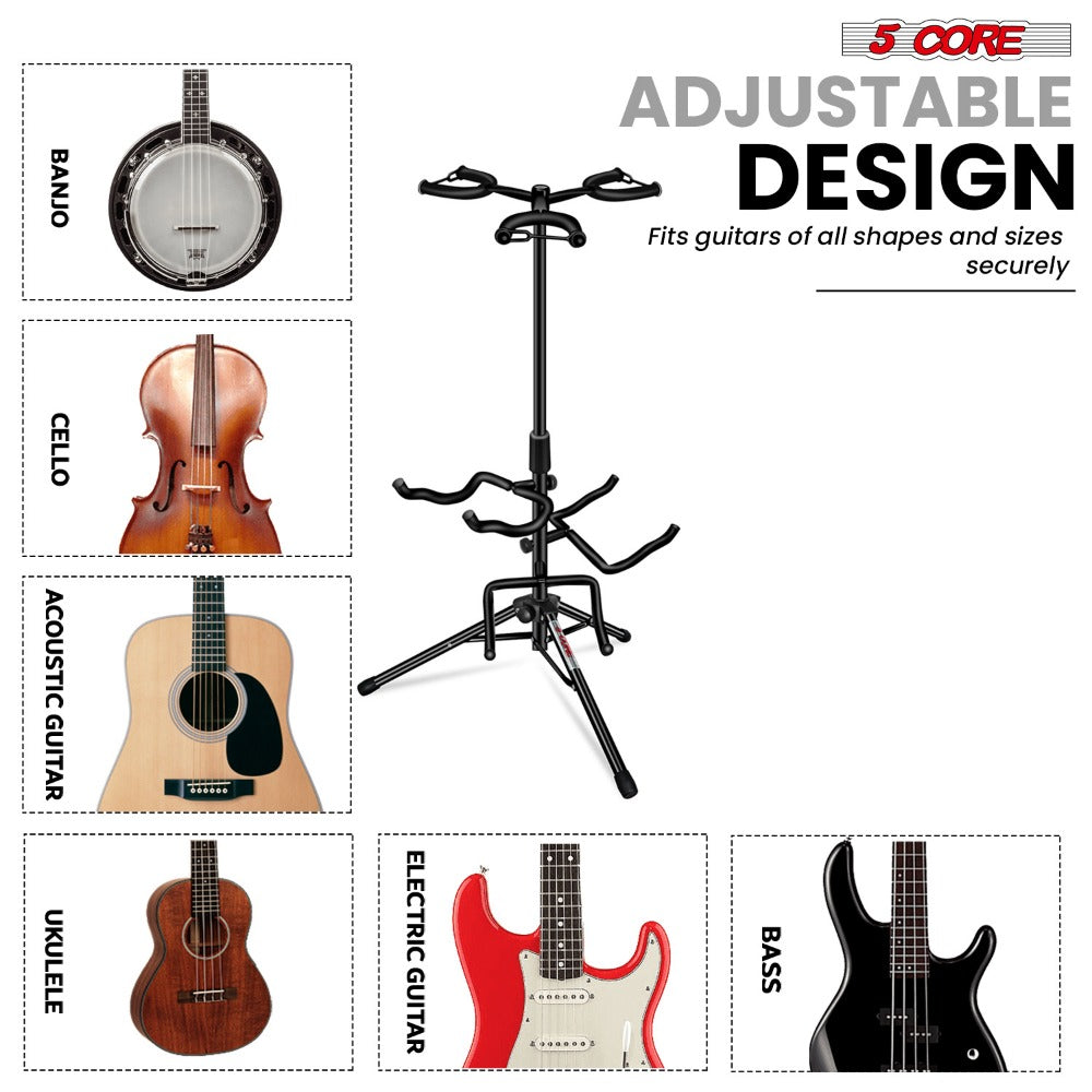 Guitar Stand, Foldable, Adjustable, Core, Triple for Holding And Displaying Guitars detail image - detail view 3