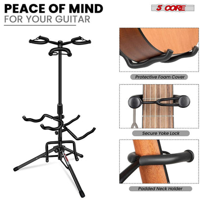 Guitar Stand, Foldable, Adjustable, Core, Triple for Holding And Displaying Guitars detail image - detail view 4